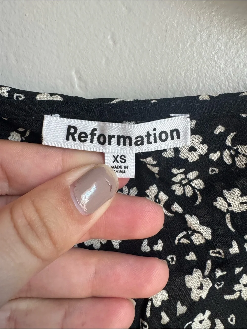 Reformation Floral Tie Front Blouse XS Black Cottagecore Coquette Euro Summer